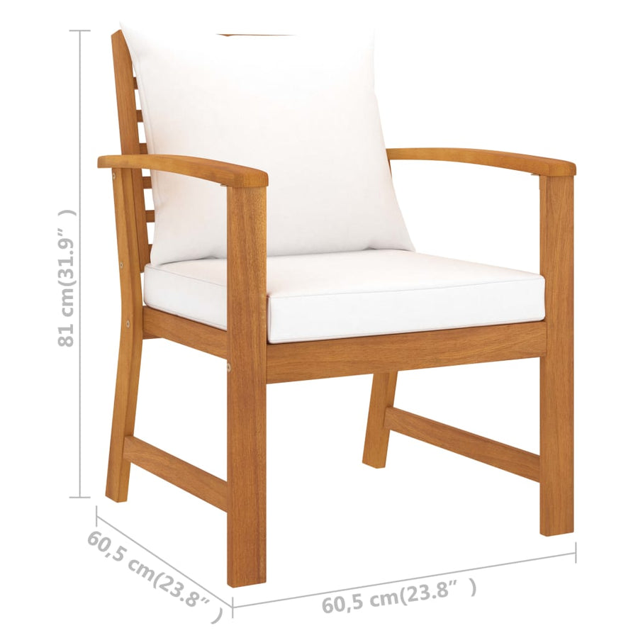 Tuinstoelen Met Kleurig Kussen Massief Acaciahout crème