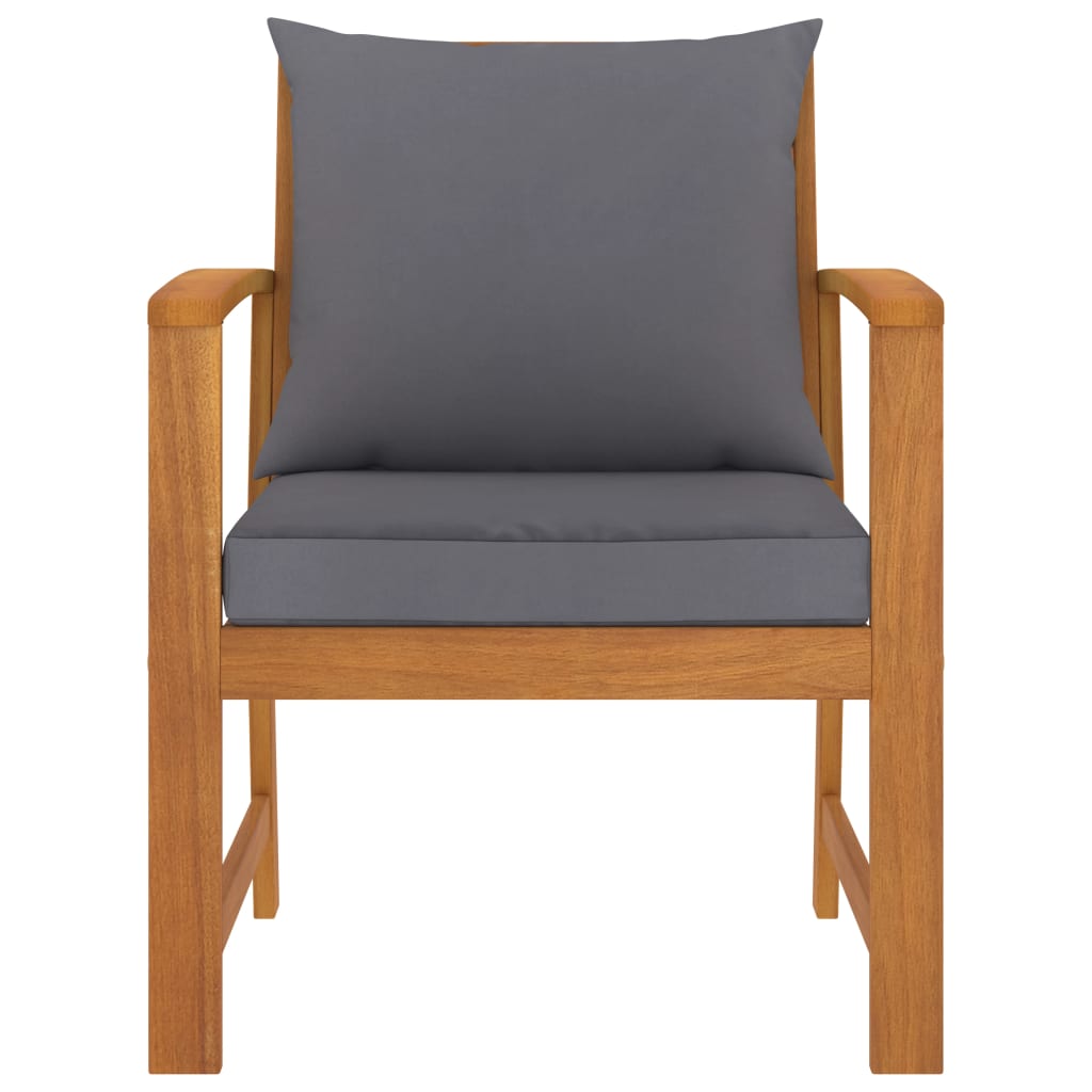 Tuinstoelen Met Donker Kussen Massief Acaciahout Grijs