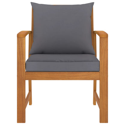 Tuinstoelen Met Donker Kussen Massief Acaciahout Grijs