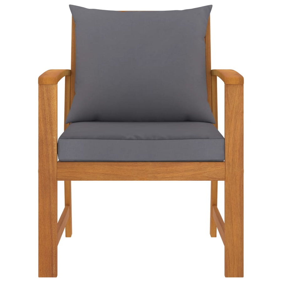 Tuinstoelen Met Donker Kussen Massief Acaciahout Grijs