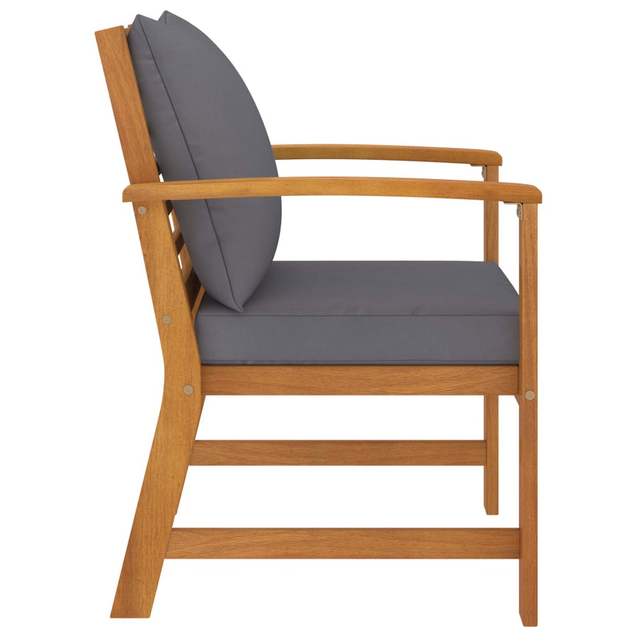 Tuinstoelen Met Donker Kussen Massief Acaciahout Grijs