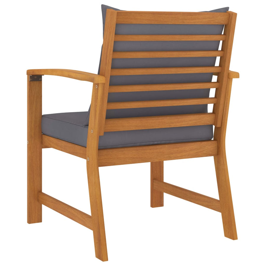 Tuinstoelen Met Donker Kussen Massief Acaciahout Grijs