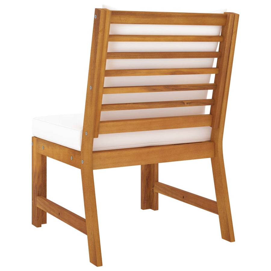 3-Delige Loungeset Met Kleurige Kussens Massief Acaciahout Crème Middenbank + hoekbank + salontafel
