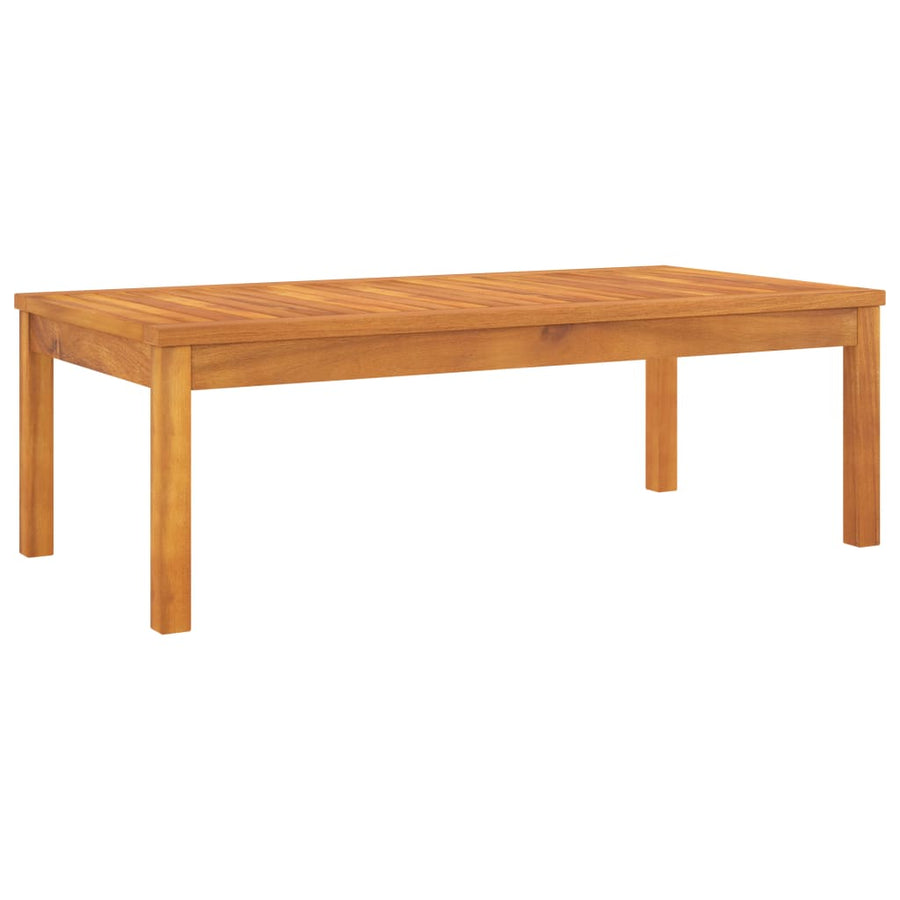 3-Delige Loungeset Met Kleurige Kussens Massief Acaciahout Crème Middenbank + hoekbank + salontafel