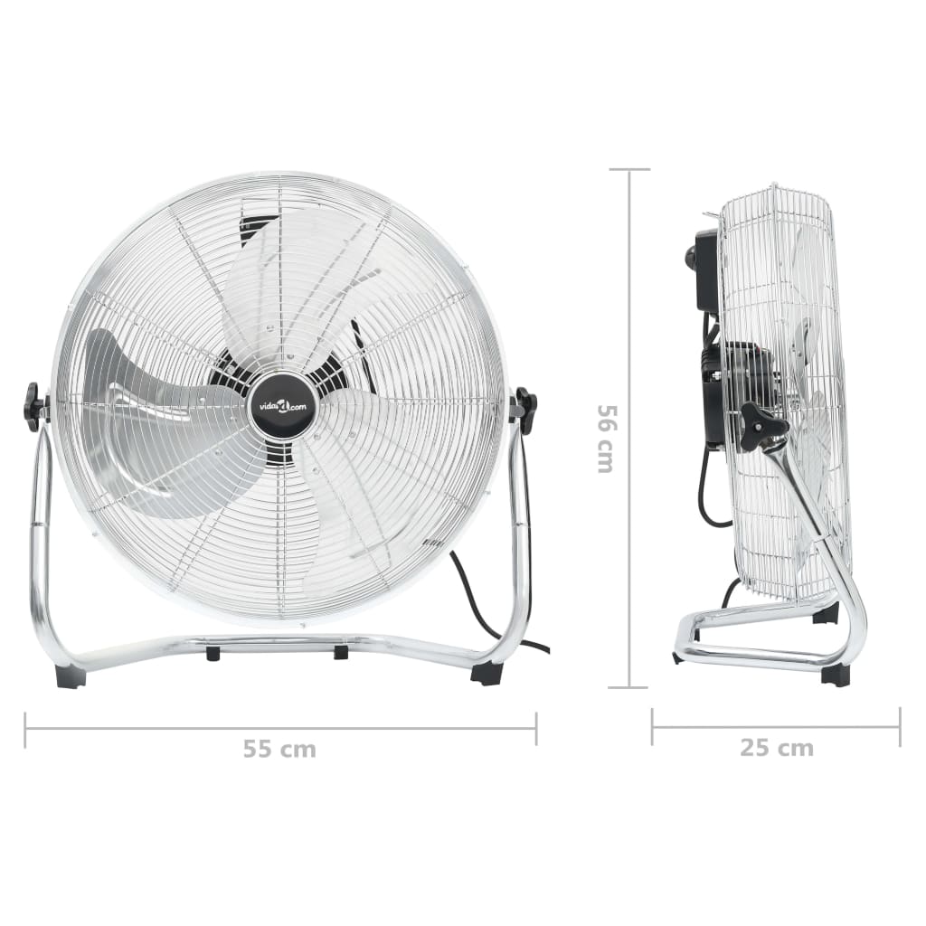Vloerventilator 3 snelheden 100 W 55 cm Zilver