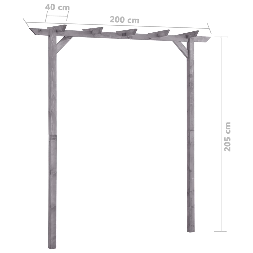 Pergola Geïmpregneerd Grenenhout Grijs 200 x 40 x 205 cm