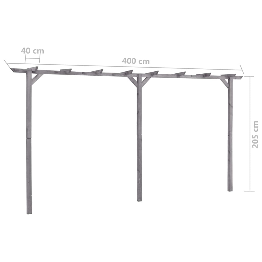 Pergola 400x40x205 cm geïmpregneerd grenenhout grijs 400 x 40 x 205 cm
