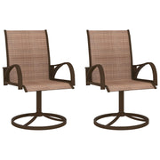 Swivel garden chairs 2 pcs textilene and steel brown