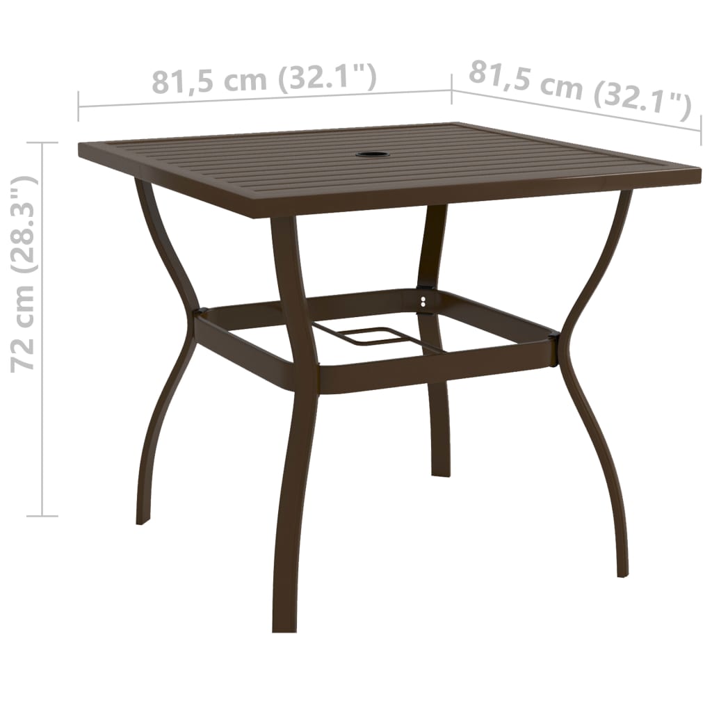 Tuintafel 8,5X8,5X72 Cm Staal 81.5 x 81.5 x 72 cm Bruin