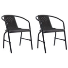 Tuinstoelen 2 st kunststof poly rattan staal zwart