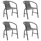 Tuinstoelen set 4 stuks kunststof rattan staal zwart
