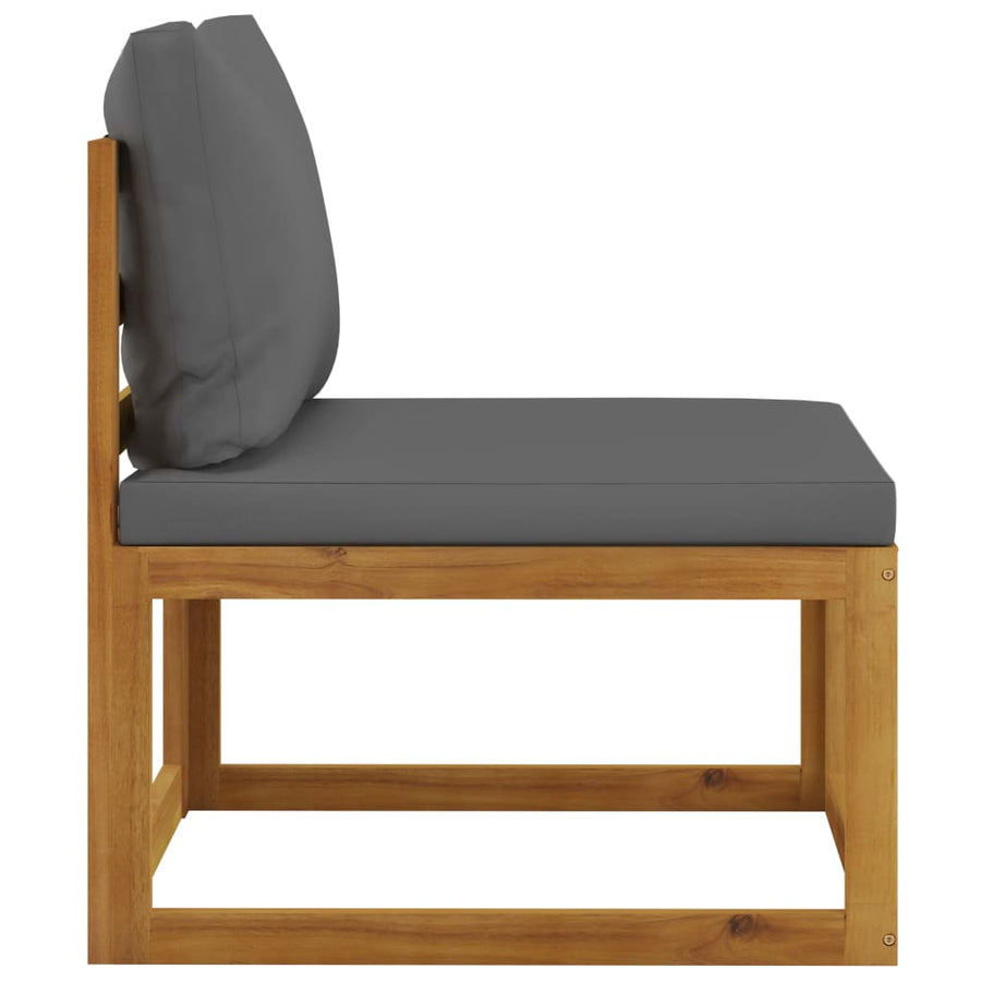 3-Delige Loungeset Met Kussens Massief Acaciahout Donkergrijs Middenbank + voetensteun + tafel