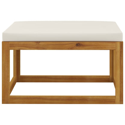 3-Delige Loungeset Met Kleurige Kussens Massief Acaciahout Crème Middenbank + voetensteun + tafel