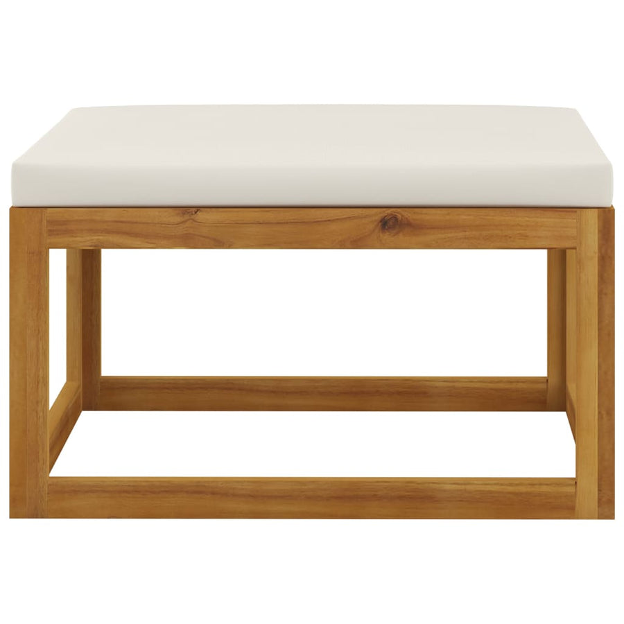 3-Delige Loungeset Met Kleurige Kussens Massief Acaciahout Crème Middenbank + voetensteun + tafel
