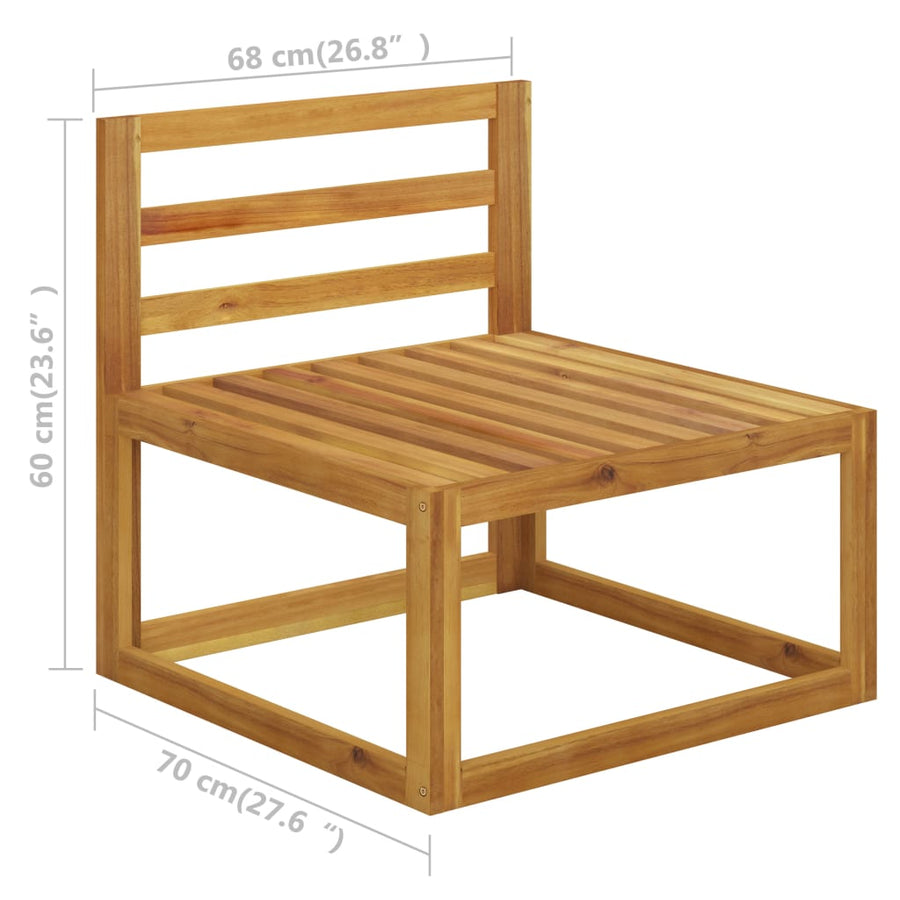 2-Delige Loungeset Met Kussens Massief Acaciahout crème Middenbank + salontafel