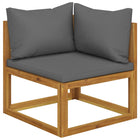 Sectional With Cushion Solid Acacia Wood Dark Grey
