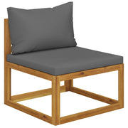 Sectional center sofa with dark gray cushion solid acacia wood