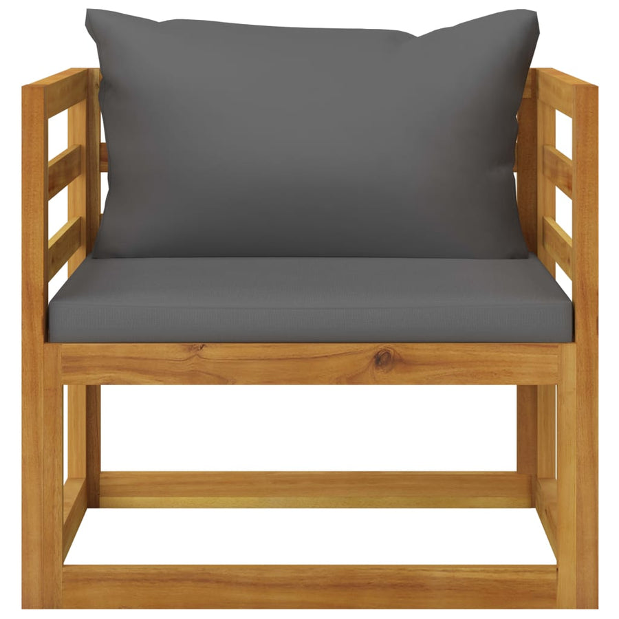 Tuinstoel Met Donkergrijze Kussens Massief Acaciahout Donkergrijs Fauteuil