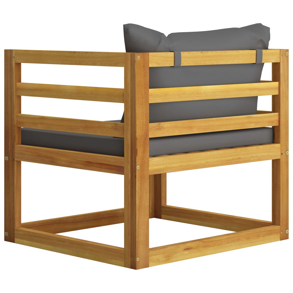 Tuinstoel Met Donkergrijze Kussens Massief Acaciahout Donkergrijs Fauteuil