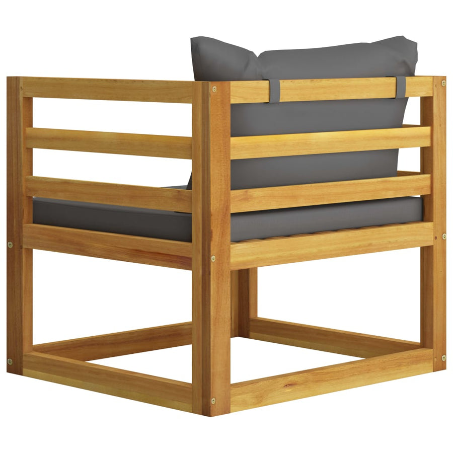 Tuinstoel Met Donkergrijze Kussens Massief Acaciahout Donkergrijs Fauteuil