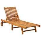Solid acacia wood sunlounger