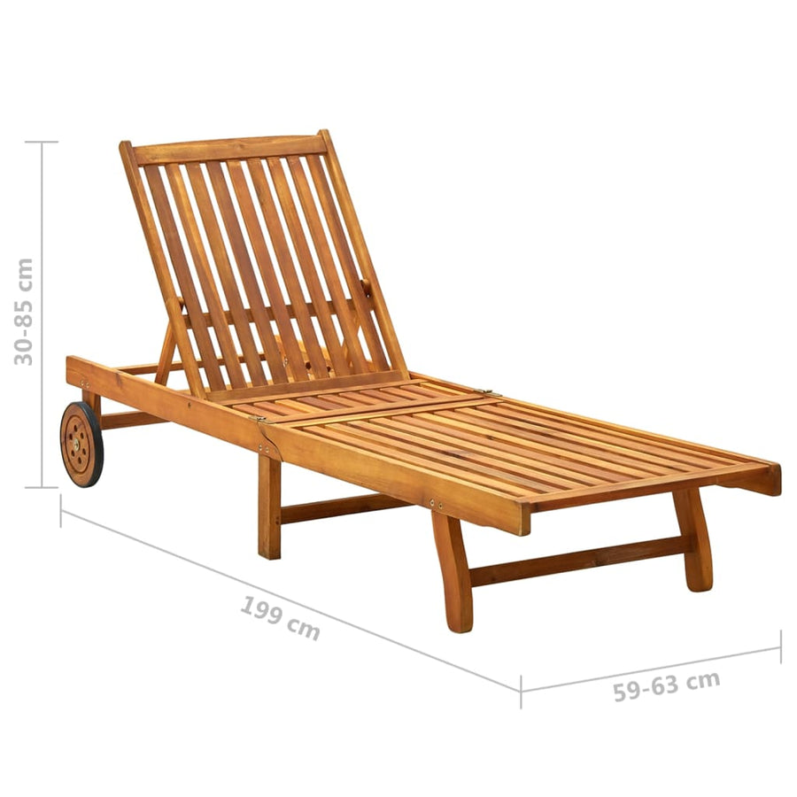 Ligbed Massief Acaciahout 199 x 63 x 85 cm Bruin