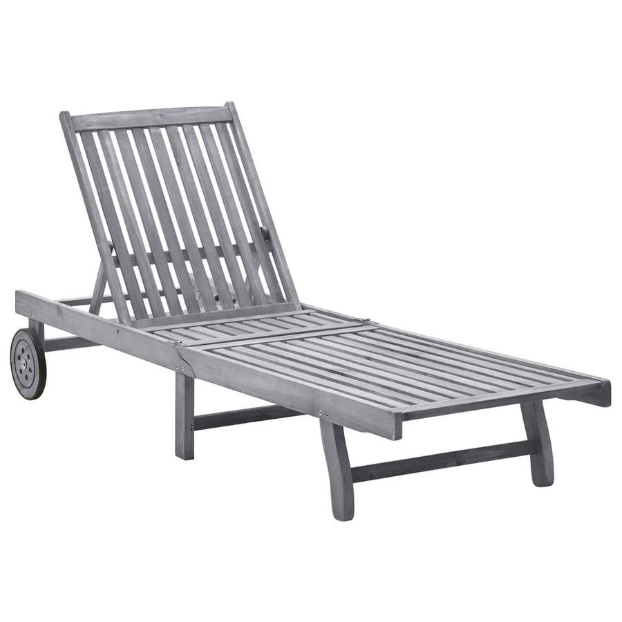 Ligbed Massief Acaciahout 199 x 63 x 85 cm Grijs