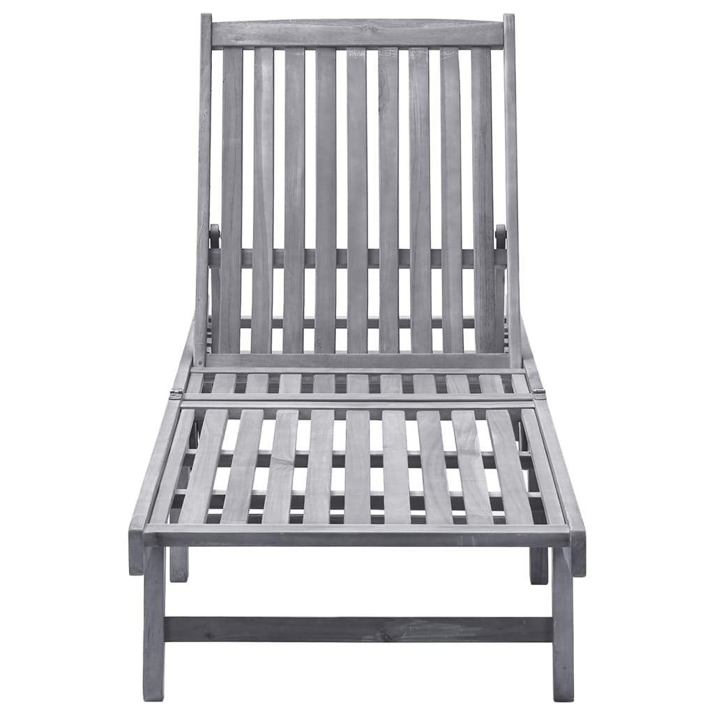 Ligbed Massief Acaciahout 199 x 63 x 85 cm Grijs