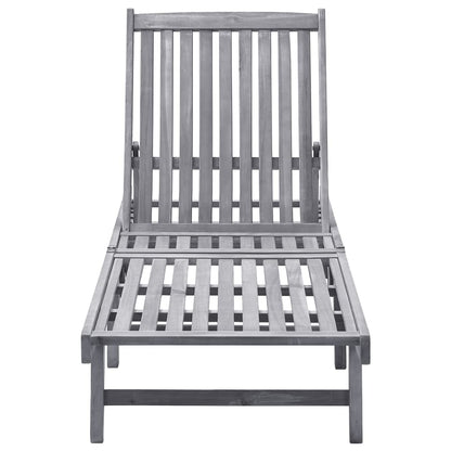 Ligbed Massief Acaciahout 199 x 63 x 85 cm Grijs