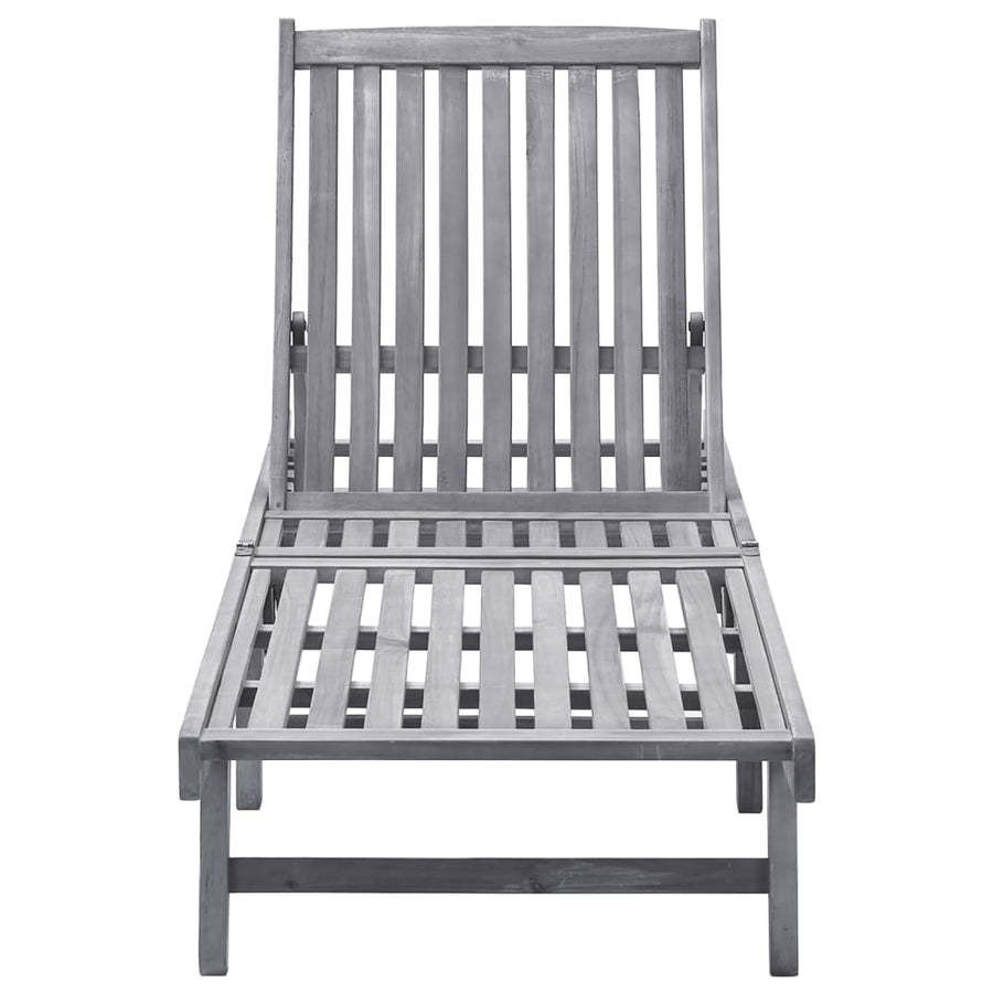 Ligbed Massief Acaciahout 199 x 63 x 85 cm Grijs