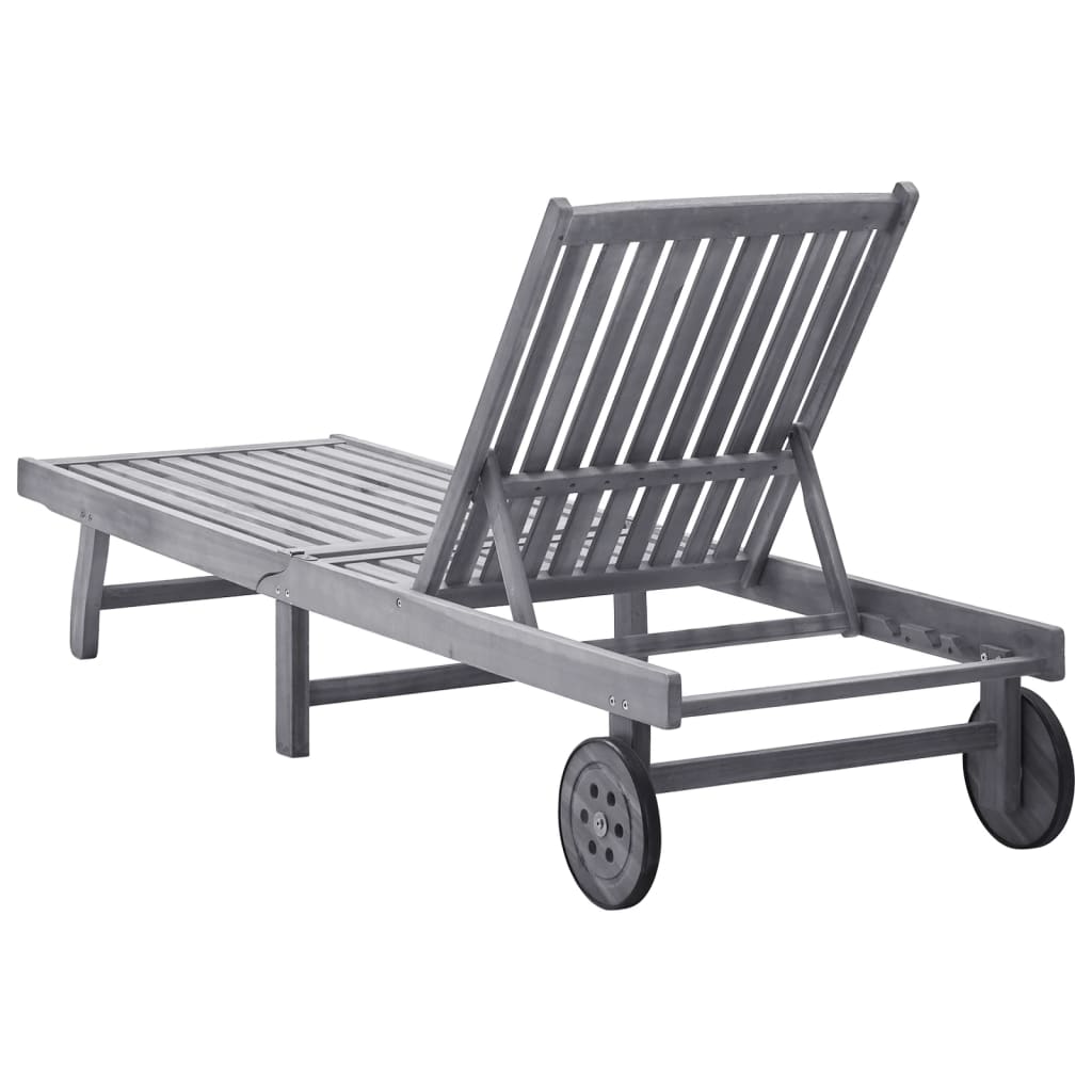 Ligbed Massief Acaciahout 199 x 63 x 85 cm Grijs