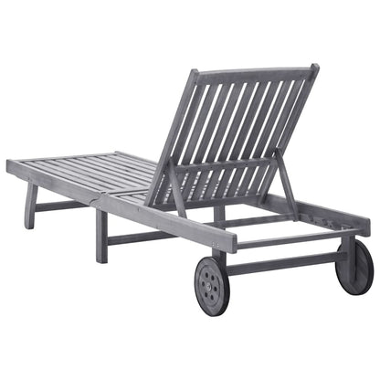 Ligbed Massief Acaciahout 199 x 63 x 85 cm Grijs