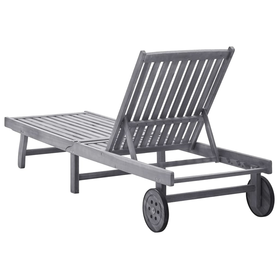 Ligbed Massief Acaciahout 199 x 63 x 85 cm Grijs