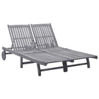 Sun lounger 2-person solid acacia wood