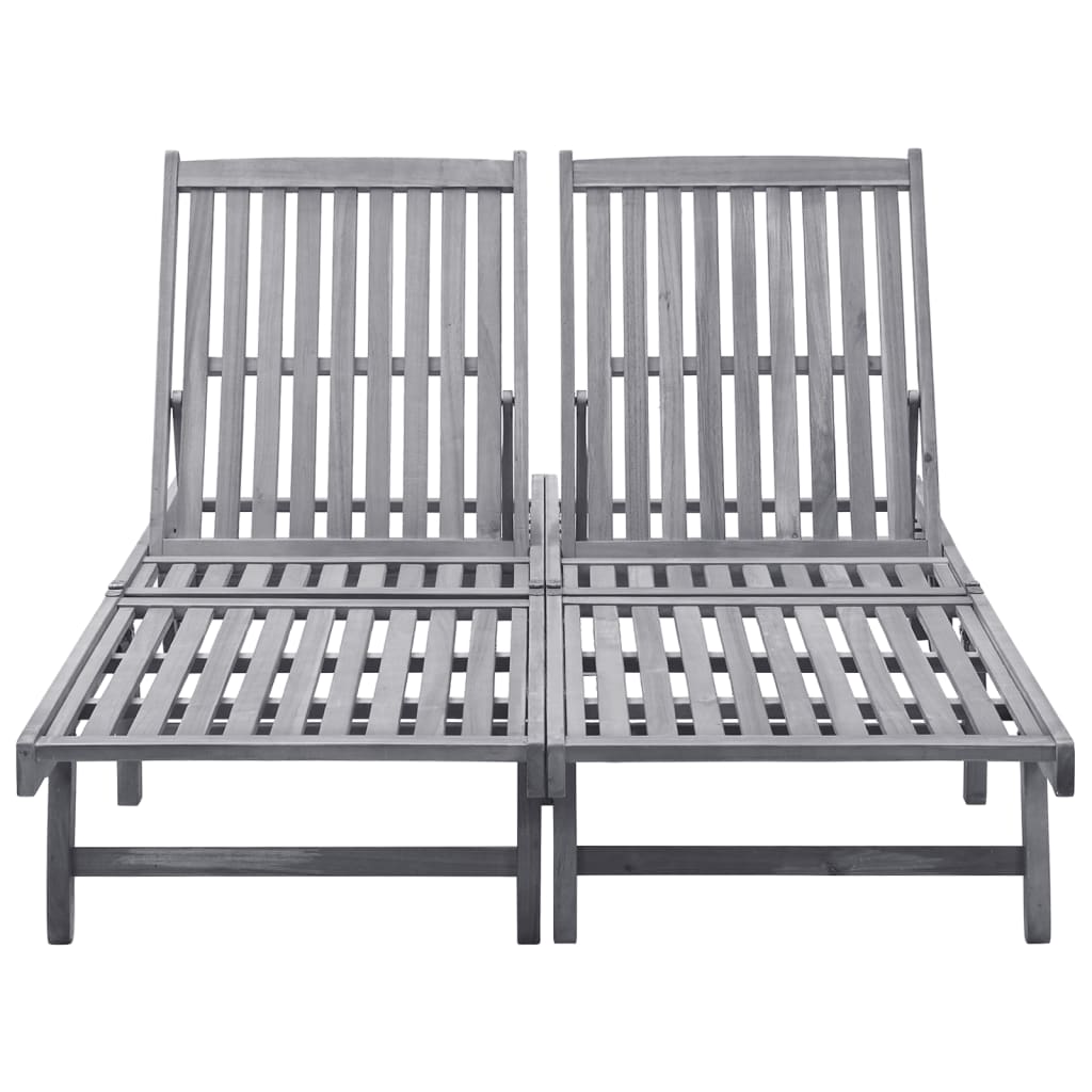 Ligbed 2-Persoons Massief Acaciahout 199 x 123 x 85 cm Grijs