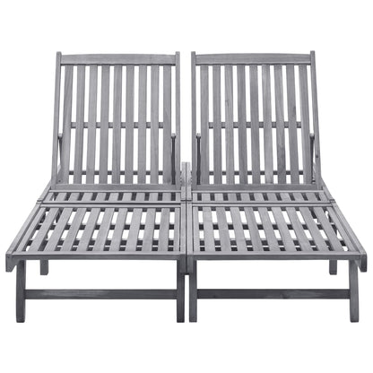 Ligbed 2-Persoons Massief Acaciahout 199 x 123 x 85 cm Grijs