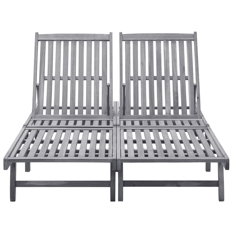 Ligbed 2-Persoons Massief Acaciahout 199 x 123 x 85 cm Grijs