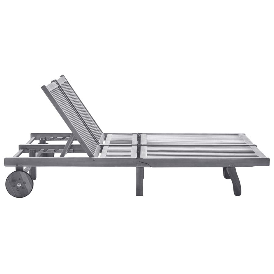 Ligbed 2-Persoons Massief Acaciahout 199 x 123 x 85 cm Grijs