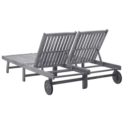 Ligbed 2-Persoons Massief Acaciahout 199 x 123 x 85 cm Grijs