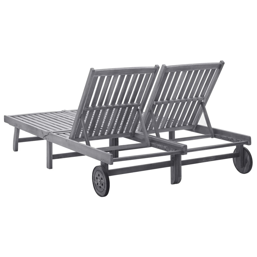 Ligbed 2-Persoons Massief Acaciahout 199 x 123 x 85 cm Grijs