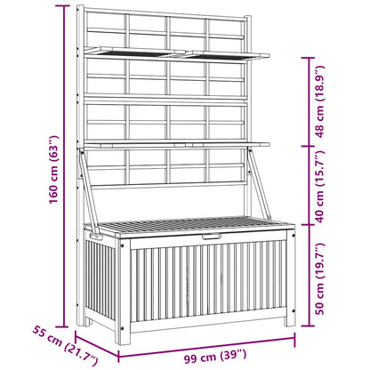 Opbergbox Met Latwerk 99X55X160 Cm Massief Acaciahout Bruin