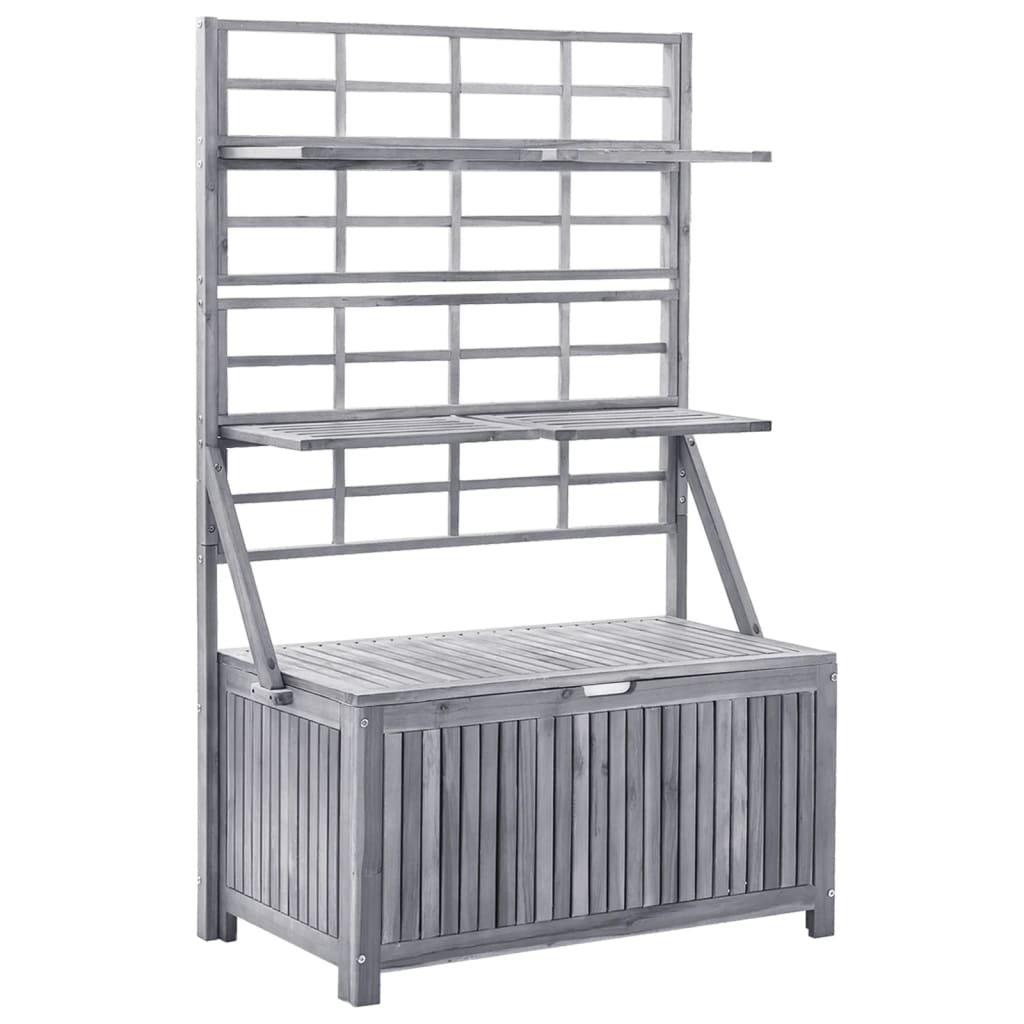 Opbergbox Met Latwerk 99X55X160 Cm Massief Acaciahout Grijs