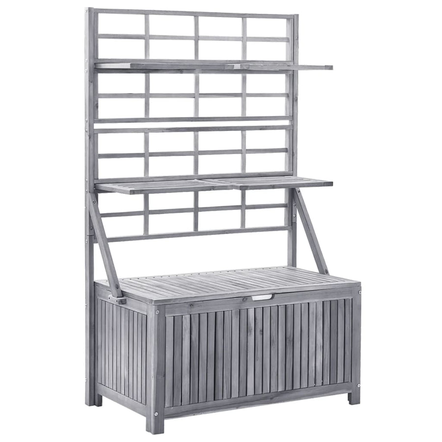 Opbergbox Met Latwerk 99X55X160 Cm Massief Acaciahout Grijs