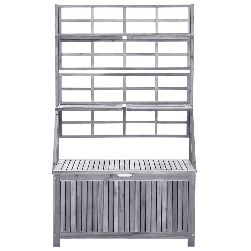 Opbergbox Met Latwerk 99X55X160 Cm Massief Acaciahout Grijs