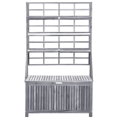 Opbergbox Met Latwerk 99X55X160 Cm Massief Acaciahout Grijs