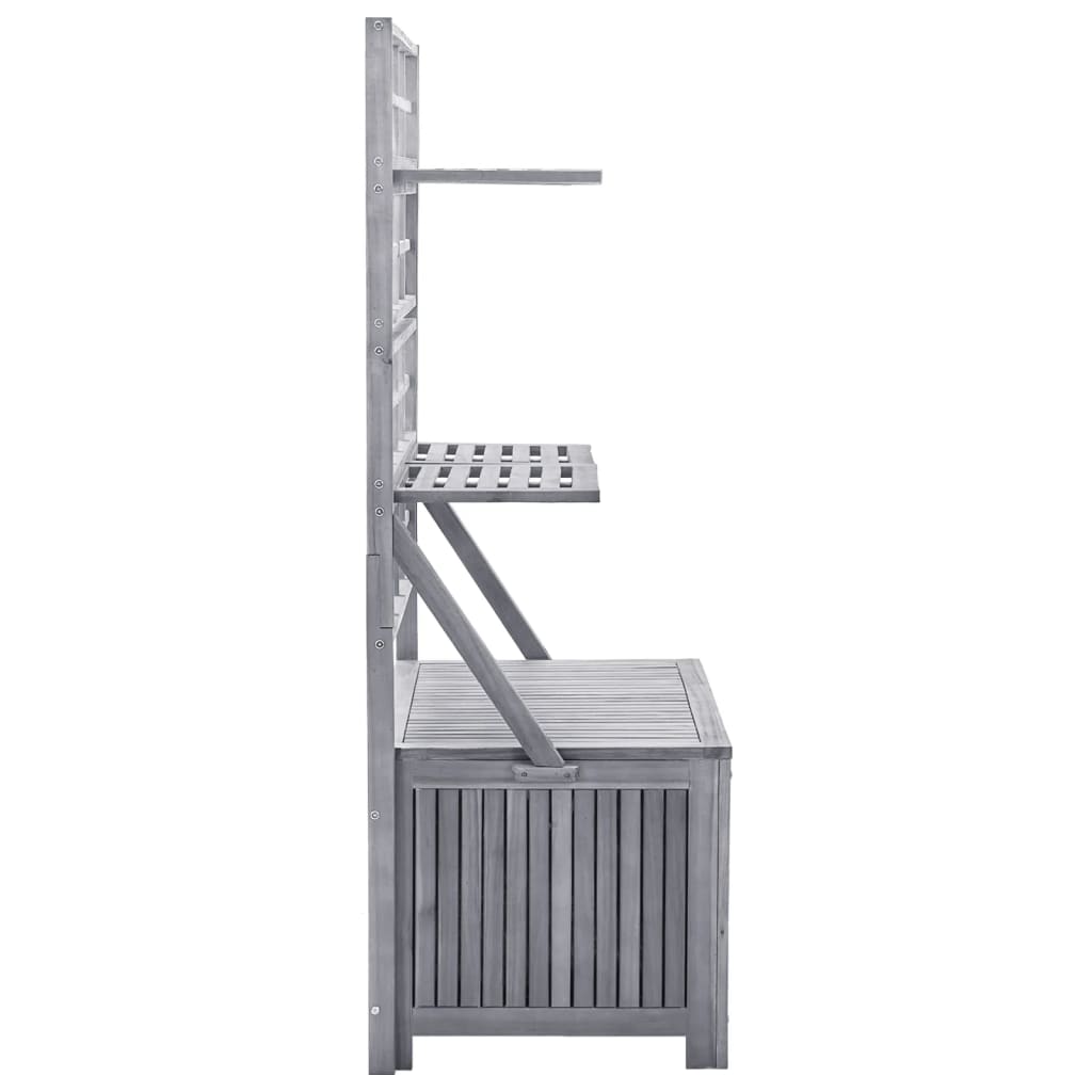 Opbergbox Met Latwerk 99X55X160 Cm Massief Acaciahout Grijs