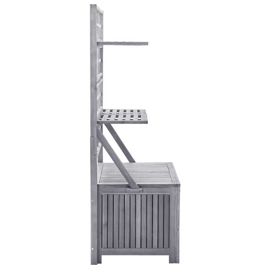 Opbergbox Met Latwerk 99X55X160 Cm Massief Acaciahout Grijs