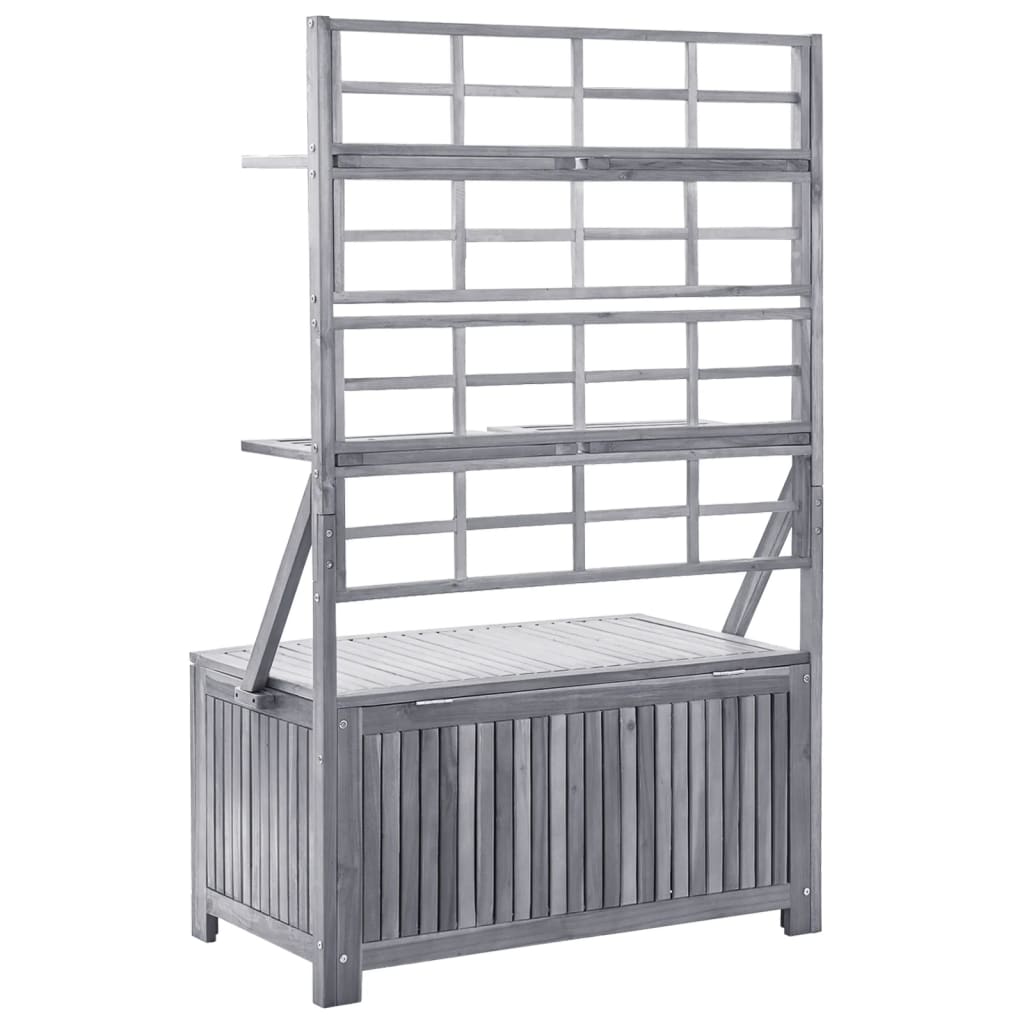 Opbergbox Met Latwerk 99X55X160 Cm Massief Acaciahout Grijs