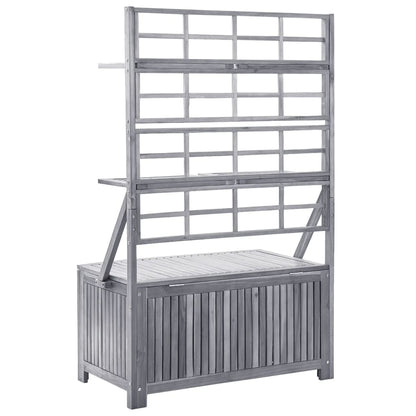 Opbergbox Met Latwerk 99X55X160 Cm Massief Acaciahout Grijs
