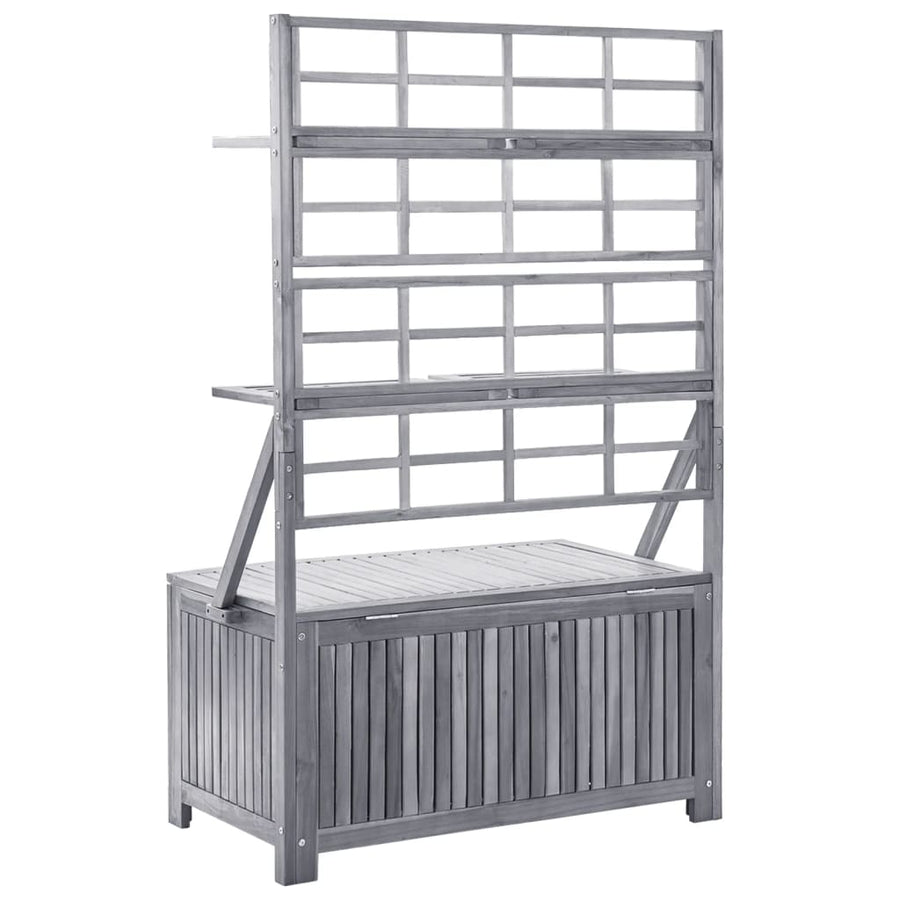 Opbergbox Met Latwerk 99X55X160 Cm Massief Acaciahout Grijs